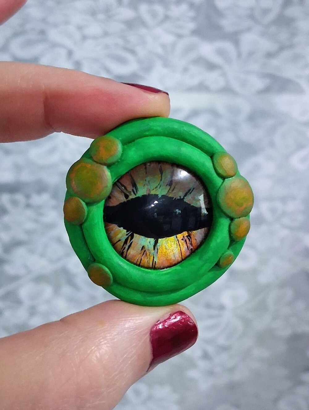 Polymer Clay Dragon Or Reptilian Eye Crafting Art Piece Glass Eye 1.5"